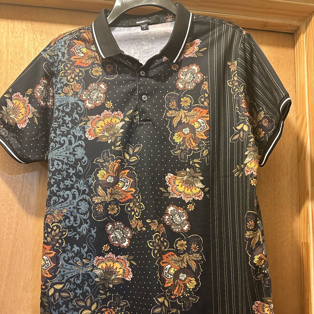 Floral Black Polo Shirt